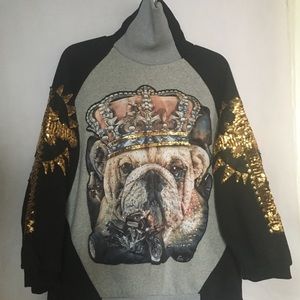 One of a kind grey sweatshirt, sequined. M NWOT